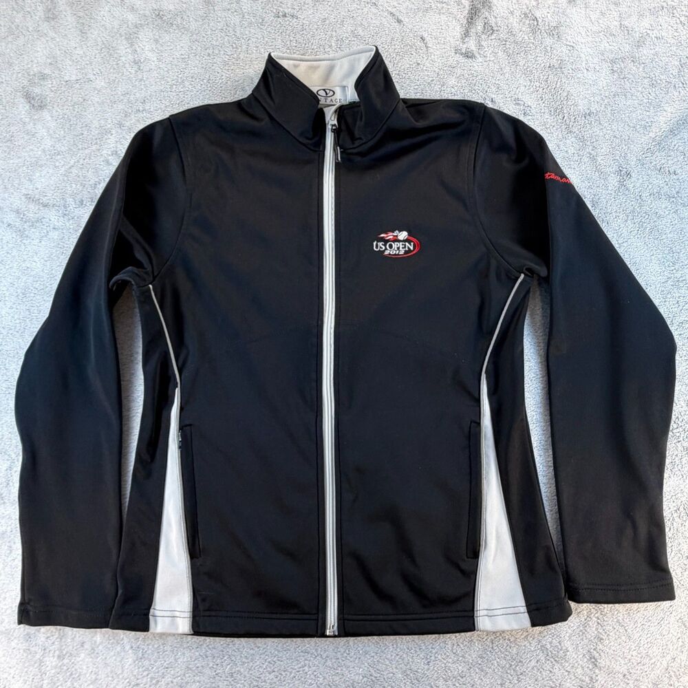 US Open 2012 Jacket Women Small Vantage Full Zip Golf Tennis Black